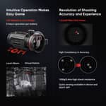 Infografik som visar funktioner för Hikmicro Thunder 3.0 TH35C inklusive batteritid, precision vid inskjutning och stöttålighet.