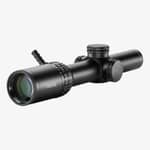 Hawke Vantage 30 WA IR 1-8x24 kikarsikte sett snett framifrån med fokus på objektivet och justerrattar