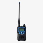 Frontvy av Lafayette Smart Plus 155 Bluetooth jaktradio i svart utförande med blå detaljer.