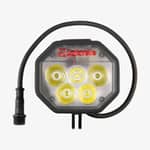 Framsida av Lafayette Pro Light HL-35 pannlampa med fem LED-linser och anslutningskabel