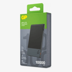 GP USB-C PD PowerBank 2-Port 10000 mAh i förpackning med svart powerbank
