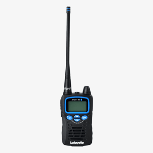 Lafayette Smart Plus 155MHz jaktradio sedd framifrån med antenn.