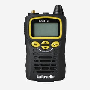 Lafayette Smart+ 31 jaktradio sedd framifrån med display och gula knappar