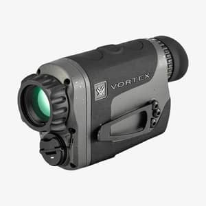 Vortex Veil 400 termisk monokikare i vinklad vy med gråsvart hölje, grönt objektiv och integrerat handtag