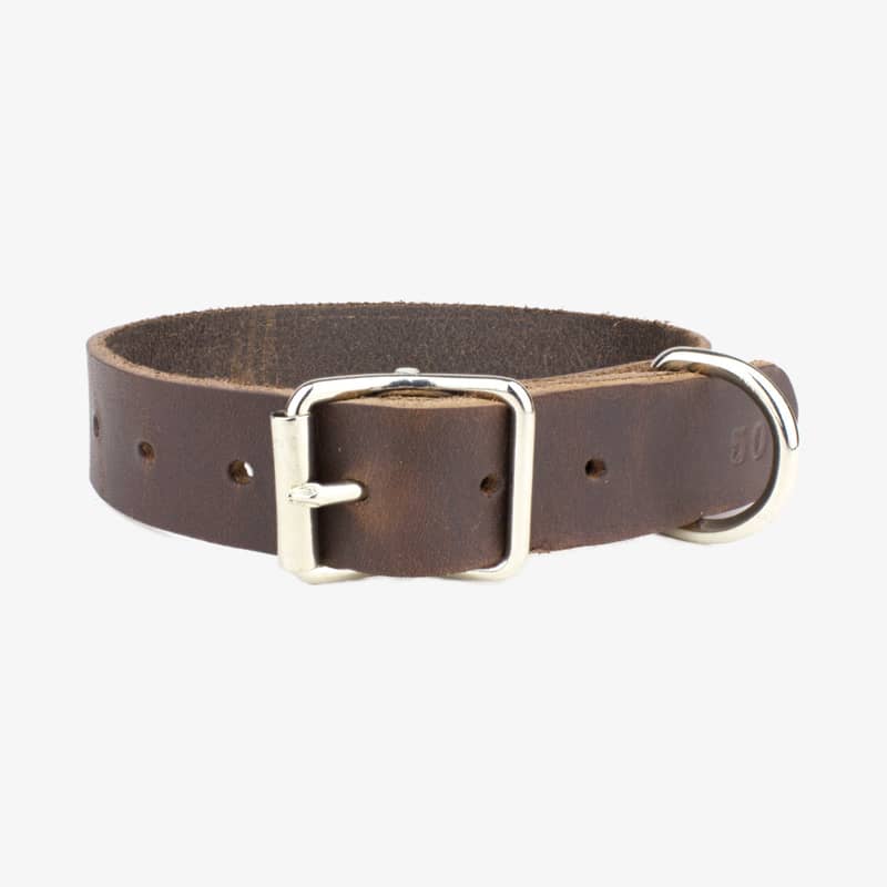 hundhalsband läder 25mm brun