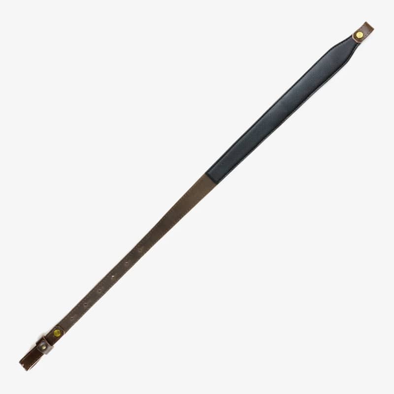 Gevärsrem brunt läder med läder dekor bak