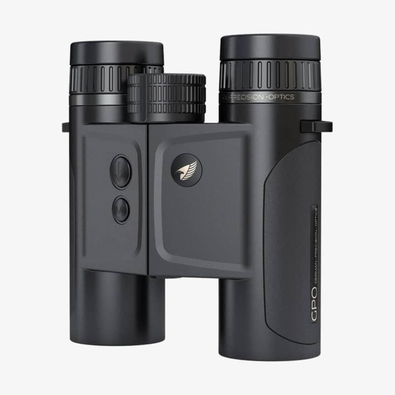GPO Rangeguide 8x32 svart kikare med inbyggd avståndsmätare, sedd framifrån