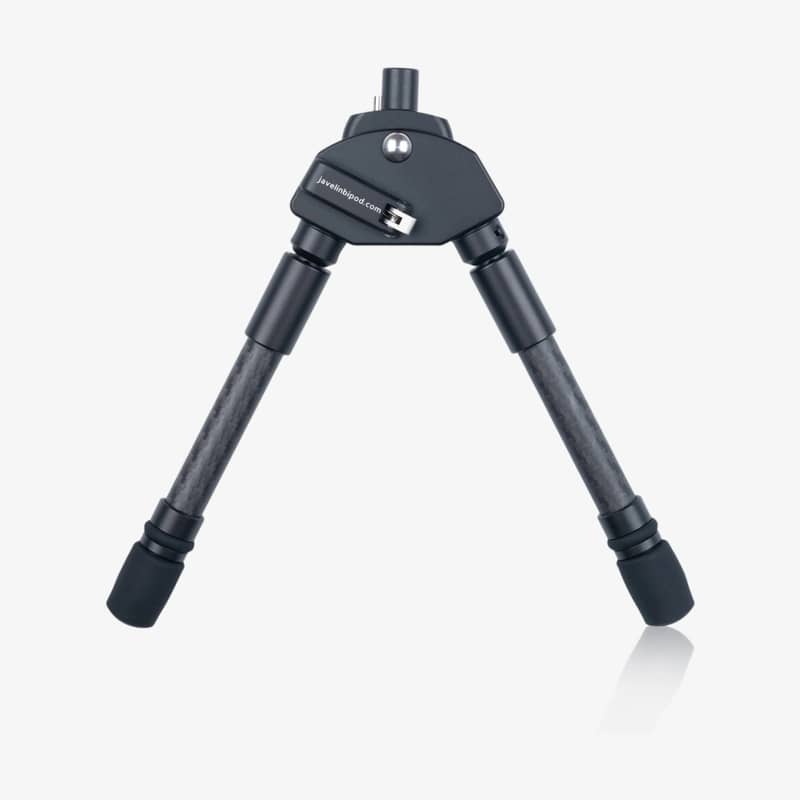 Spartan Javelin Pro Hunt Tac benstöd i kolfiber sett bakifrån i utfällt läge.