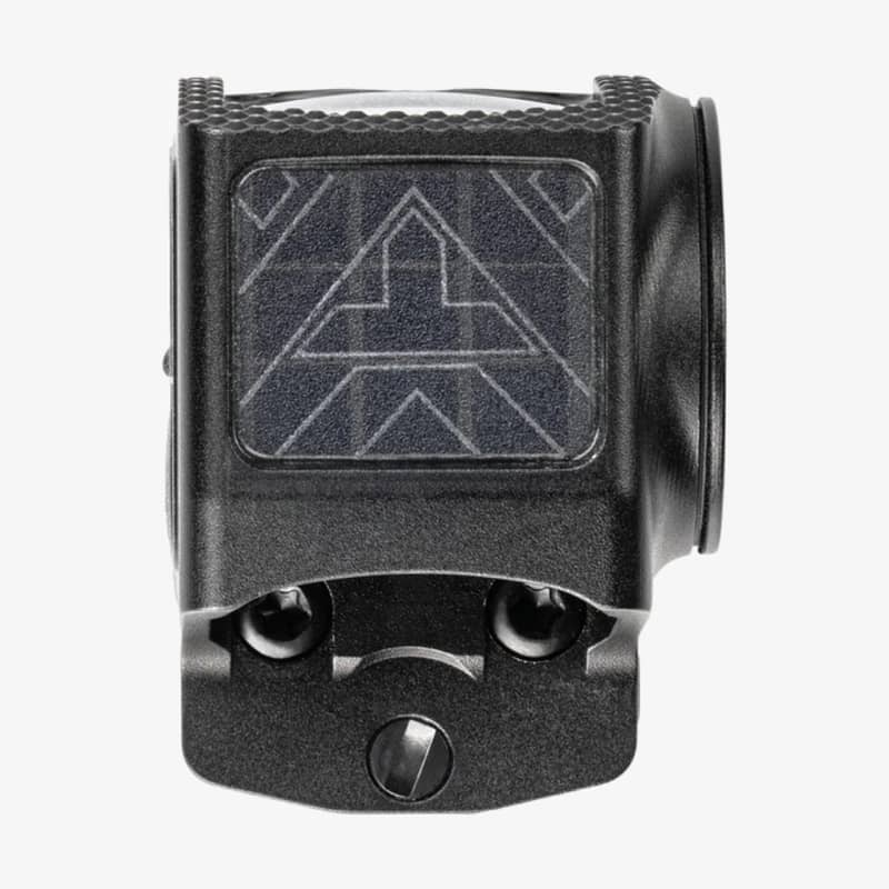 Vortex Defender-CCW slutet rödpunktsikte fotograferat bakifrån med monteringsbas och justerskruv synliga