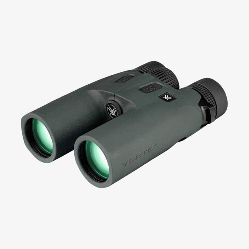 Vortex Ranger HD 3000 10x42 kikare visad i sned framvy med gröna objektivlinser
