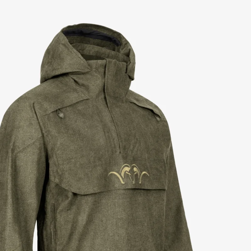 Blaser Herr Anorak Vintage Smock Laurent Olivgrön Melange Svart Detalj